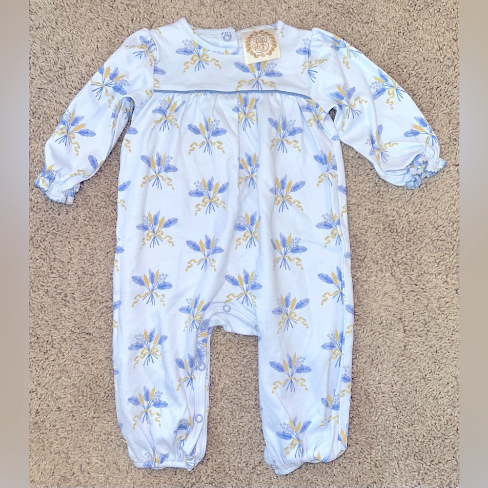 EUC The Beaufort Bonnet Company Periwinkle Ramona Romper 6-12m